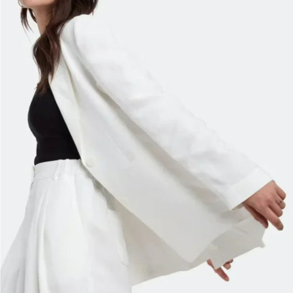 The Author White Linen Blend Le Single Relaxed Fit Blazer Jacket Sz S NWT - Picture 3 of 16